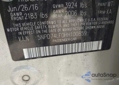 2017 Hyundai Elantra Se from USA, damaged, VIN 5NPD74LF0HH100859